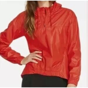 Fabletics Europa Jacket Womens Hooded Pullover 1/4 Zip Waterproof| NO DRAWSTRING